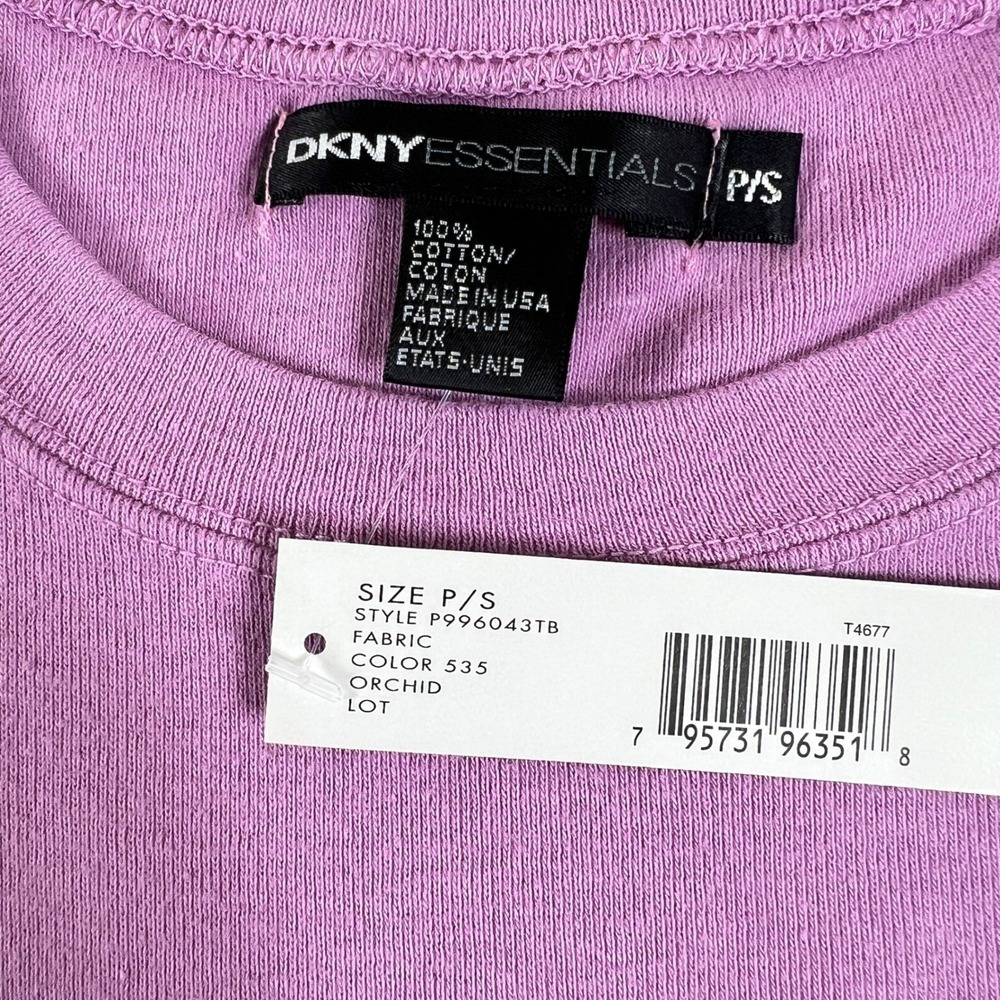 DKNY T-Shirt Women's P/S Orchid Purple Logo Baby Tee Vintage 90s Made in USA NWT - Picture 4 of 9
